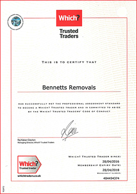 Bennetts Which? Trusted Trader Certificate